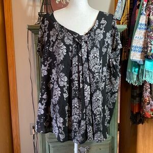 Sequined and lined blouse with cap sleeves Sz 24w 3X